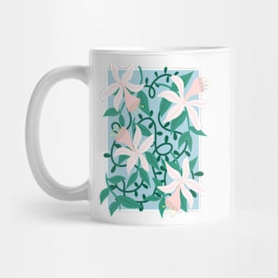 white lilies botanical pattern Mug